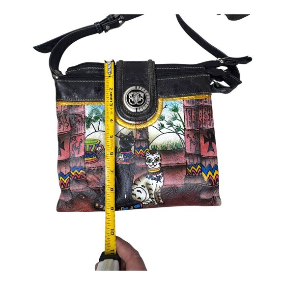 Sharif Crossbody Bag New York Cat Design Hand Painted Egyptian Strap READ - Picture 9 of 14